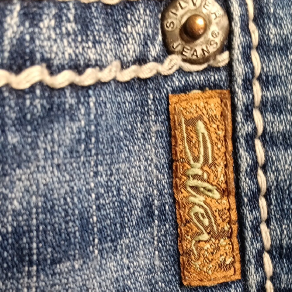 Womens Silver Y2K Jeans Blue Flare & Wide Leg Denim Distressed - Picture 5 of 13